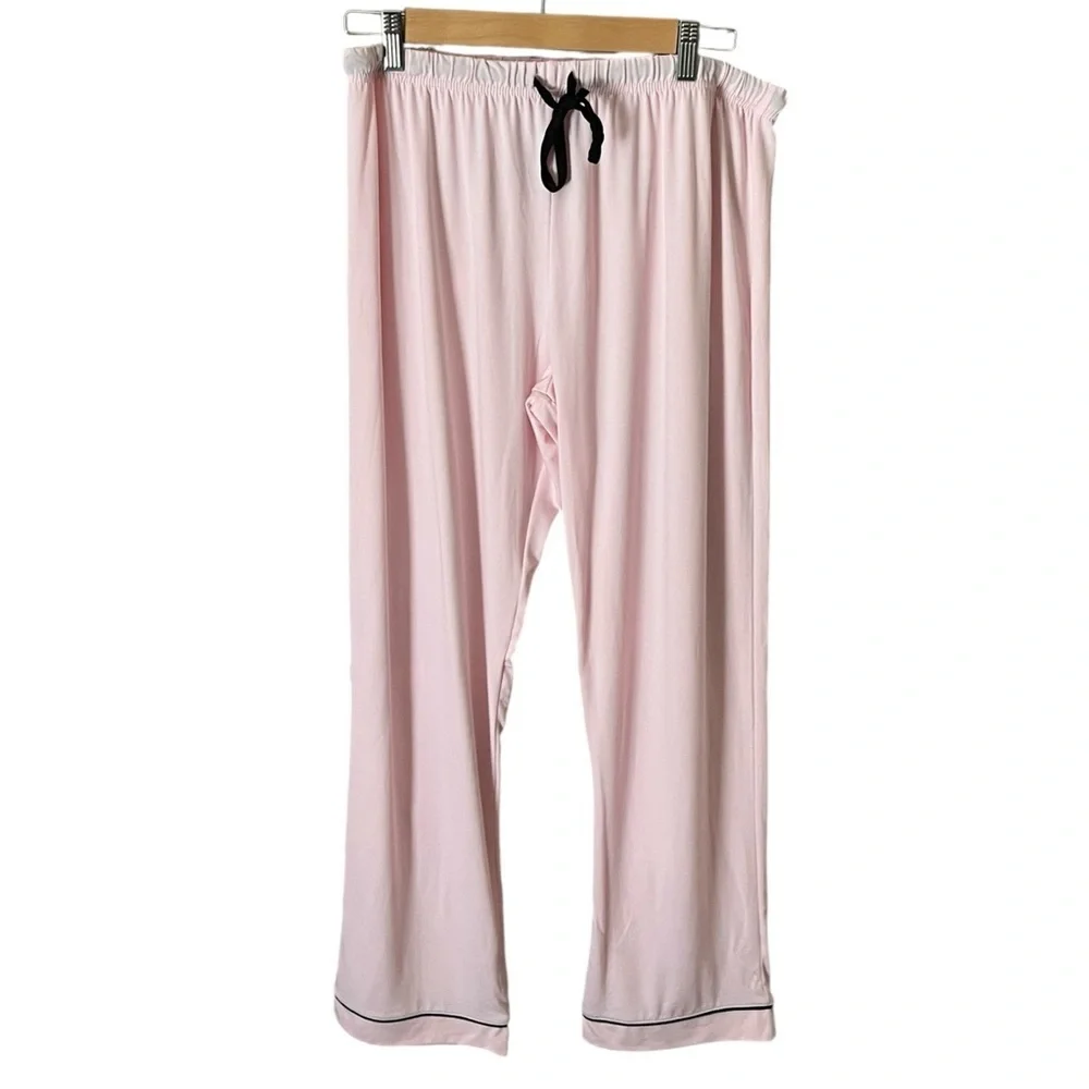 Born Pink Black Trim Size Large 2 Piece Pajama Short Sleeve Pants Set - Picture 5 of 9